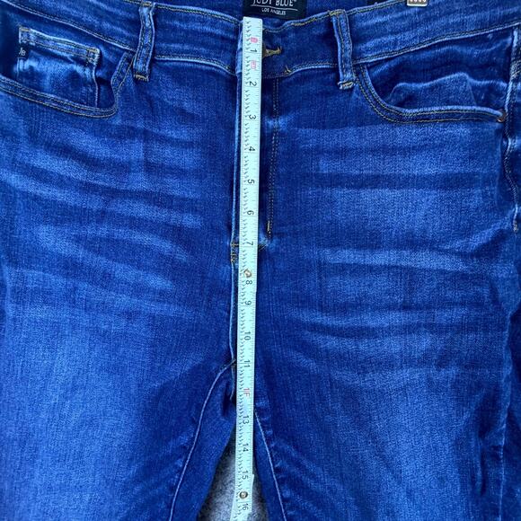 Judy Blue Jeans Womens 14W Blue Dark Wash Denim Cotton High Rise Skinny Fit - Picture 5 of 9